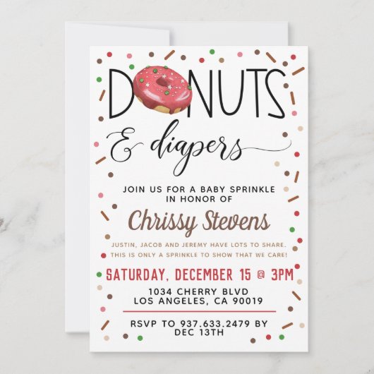 Invitation Bouillie de chocolat Donut Baby Sprinkor Shower In (Devant)