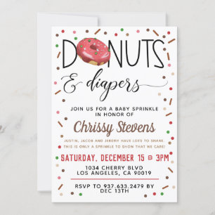 Invitation Bouillie de chocolat Donut Baby Sprinkor Shower In
