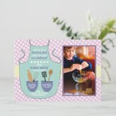 Invitation Boulangerie Apron Anniversaire Fête Photo Mint Inv (Debout devant)