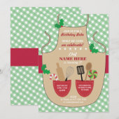 Invitation Boulangerie Apron Fête d'anniversaire Filles Noël (Devant / Derrière)