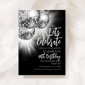 Invitation Boule à facettes argentée Faisons la fête