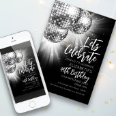 Invitation Boule à facettes argentée Faisons la fête