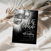 Invitation Boule à facettes argentée Faisons la fête