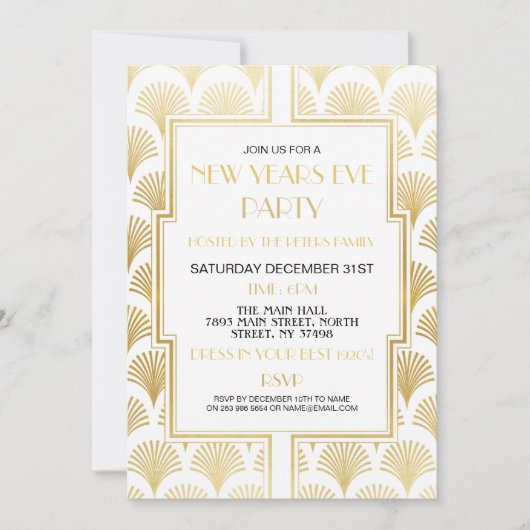 Invitation Boule à facettes blanche de fête de Gatsby du Nouv (Devant)