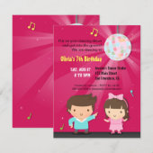 Invitation Boule à facettes disco Danse Groove Fête d'anniver (Devant / Derrière)