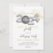 Invitation Boule à facettes disco pour la soirée du Nouvel An (Devant)