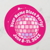 Invitation Boule à facettes disco rose rétro PERSONALISÉE (Devant / Derrière)