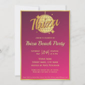 Invitation Boule à facettes dorée disco eivissa thème rose Ib (Devant)