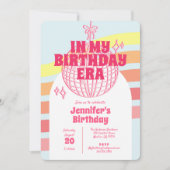 Invitation Boule à facettes rose rétro de mon époque d'annive (Devant)