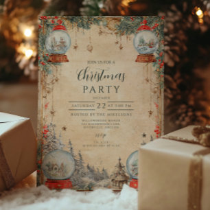 Invitation Boule à neige de Noël vintage