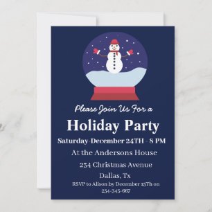 Invitation Boule à neige mignonne avec bonhomme de neige à la