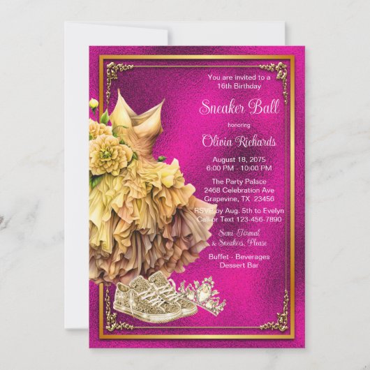 Invitation Boule Basket en or rose chaud (Devant)