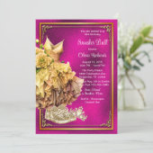 Invitation Boule Basket en or rose chaud (Debout devant)