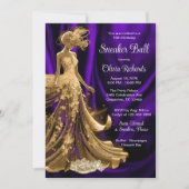 Invitation Boule Basket Purple Gold Elegant (Devant)