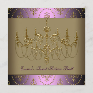 Invitation Boule chique de sweet sixteen de lustre pourpre