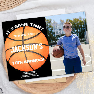 Invitation Boule complète noir photo Basket Ball Blanc