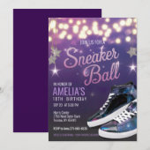 Invitation Boule de Basket violet vif personnalisé Anniversai (Devant / Derrière)