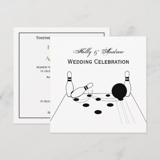 Invitation boule de bowling et quilles de sport (Devant / Derrière)