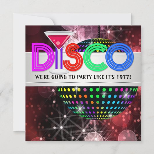 Invitation Boule de disco à miroir Martini Fête (Devant)