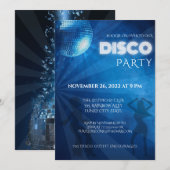 Invitation Boule de disco bleue cool pour soirée (Devant / Derrière)