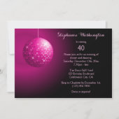 Invitation Boule de disco Hot Pink Party 40e anniversaire (Dos)