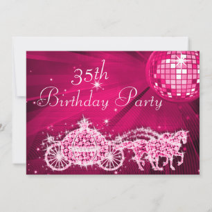 Invitation Boule de Disco, Princesse Carrosse & Chevaux 35e A