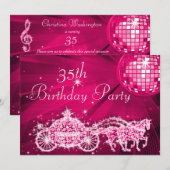 Invitation Boule de Disco, Princesse Carrosse & Chevaux 35e A (Devant / Derrière)