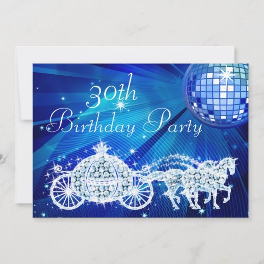 Invitation Boule de Disco, Princesse Coach & Chevaux 30e Anni (Devant)