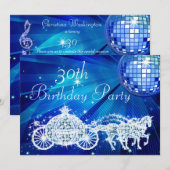 Invitation Boule de Disco, Princesse Coach & Chevaux 30e Anni (Devant / Derrière)