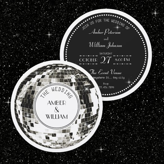 Invitation Boule de disco rétro Mariage