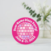 Invitation Boule de disco rose rétro PERSONALISÉE (Debout devant)