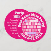Invitation Boule de disco rose rétro PERSONALISÉE (Devant / Derrière)