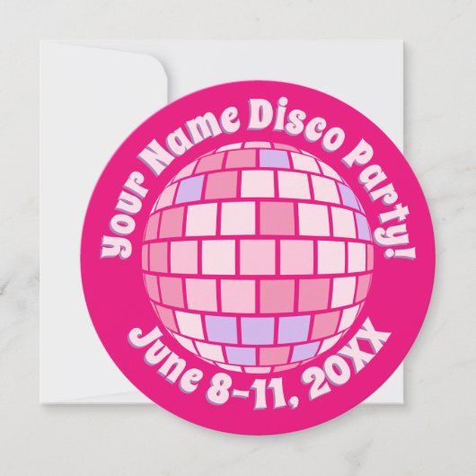 Invitation Boule de disco rose rétro PERSONALISÉE (Devant)