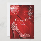 Invitation Boule de Disco Rouge et Talons Changement de Plans (Devant)