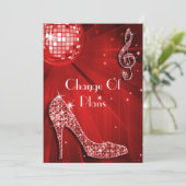 Invitation Boule de Disco Rouge et Talons Changement de Plans (Debout devant)