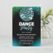 Invitation Boule de disco turquoise Glitter Fête d'anniversai (Debout devant)