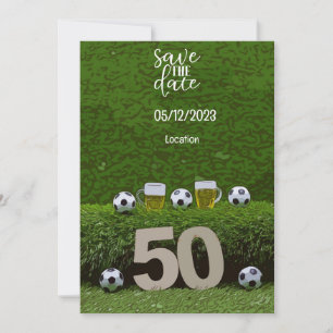 Invitation Boule de football Sauvez la date 50e anniversaire