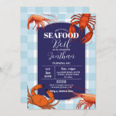 Invitation Boule de fruits de mer Anniversaire Crabe Fête cre (Devant / Derrière)