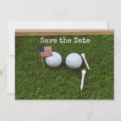 Invitation Boule de golf avec drapeau d'Amérique sur herbe ve (Devant)