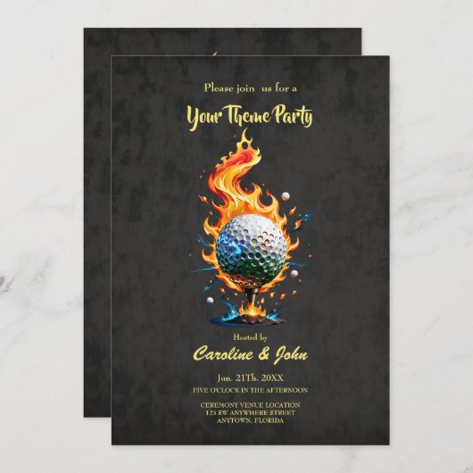 Invitation Boule de golf blanche (Devant / Derrière)