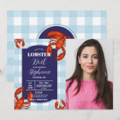 Invitation Boule de homard Anniversaire Fête Marine Fruits de (Devant / Derrière)