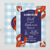 Invitation Boule de homard Fête d'anniversaire Marine Fruits  (Devant / Derrière)