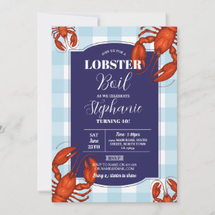 Invitation Boule de homard Fête d'anniversaire Marine Fruits 