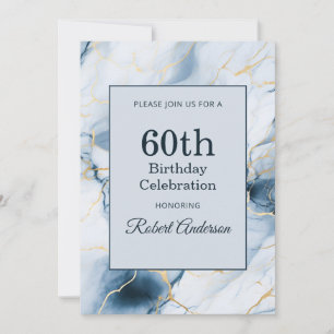 Invitation Boule de marbre bleu clair 60e anniversaire