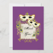 Invitation Boule de masque de mascarade de paon - partie de (Dos)