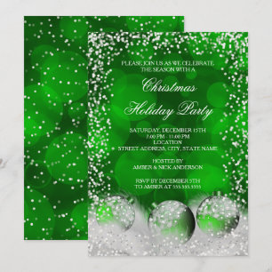 Invitation Boule de neige verte et blanche pour la fête de No