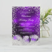 Invitation Boule de Neige Violette Fête de Noël (Debout devant)
