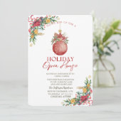Invitation Boule de Noël aquarelle, Branches de vacances (Debout devant)