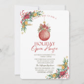 Invitation Boule de Noël aquarelle, Branches de vacances (Devant)