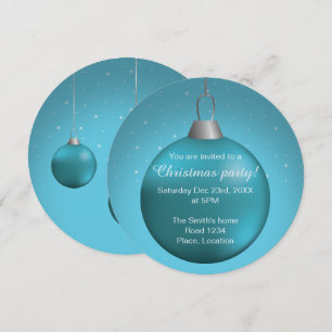 Invitation Boule de Noël bleue